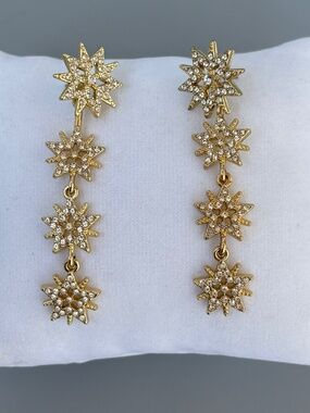 SugarFix by BaubleBar Gold Rhinestone Tiered Shooting Star Dangle Earrings